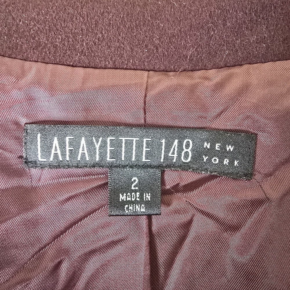 Lafayette 148 NY Blazer Womens 2 Burgundy Cropped Wool Angora Velvet Career Work - Picture 7 of 11